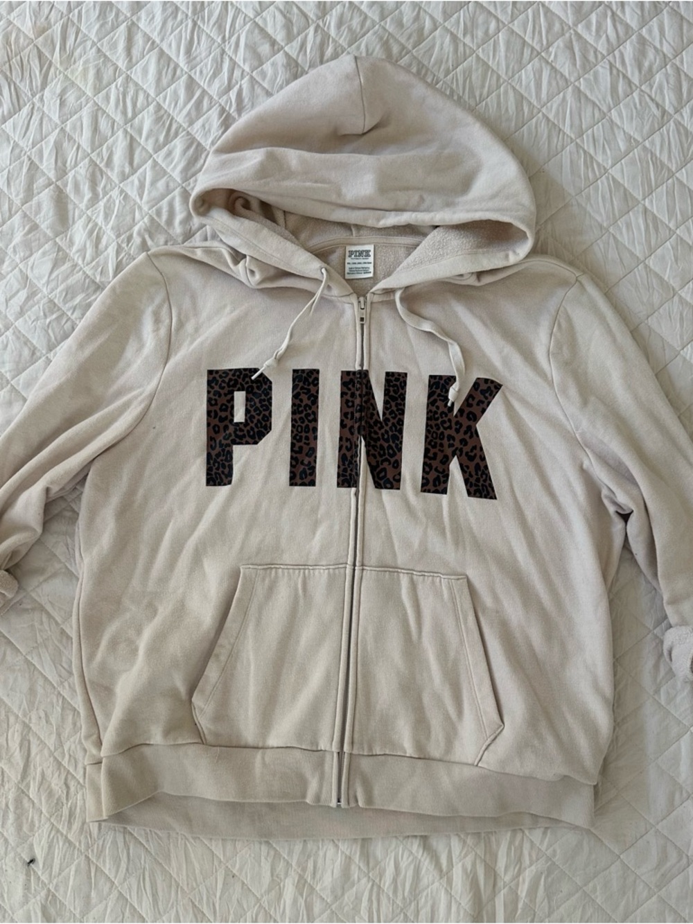 y2k PINK Victoria's Secret Hoodie Leopard Logo